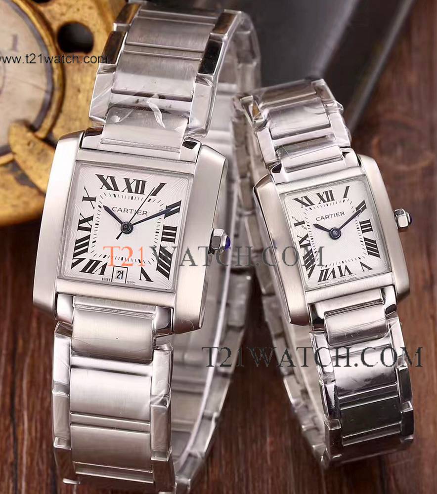 Copy Cartier Cc708177 Tank Francaise Couple Watch SS White Dial